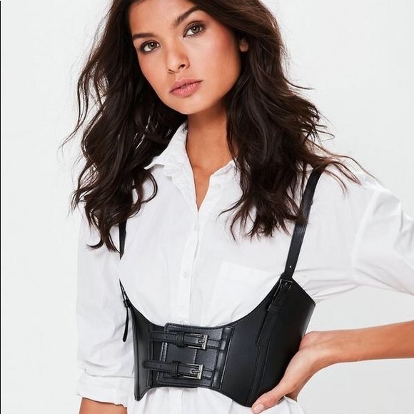 black leather harness belt